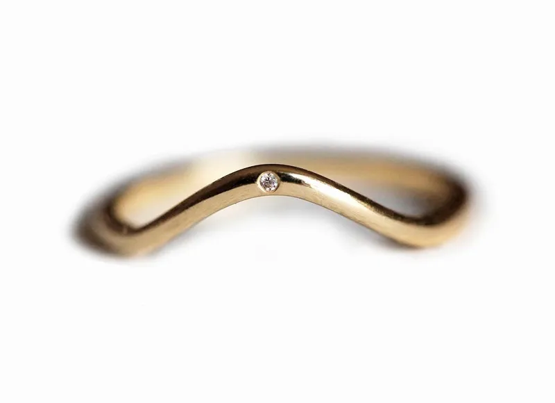 Curved Flush Diamond Nesting Band Ring vy 3