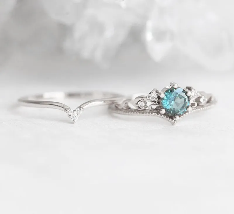 Curved Wedding Band With Tiny Diamonds view 11