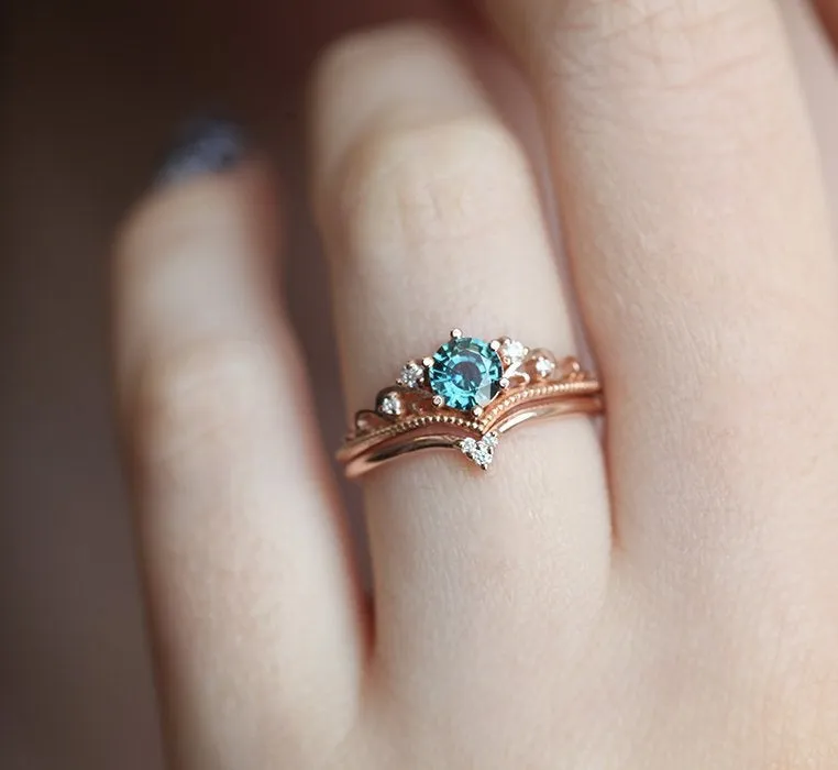 Curved Wedding Band With Tiny Diamonds view 2