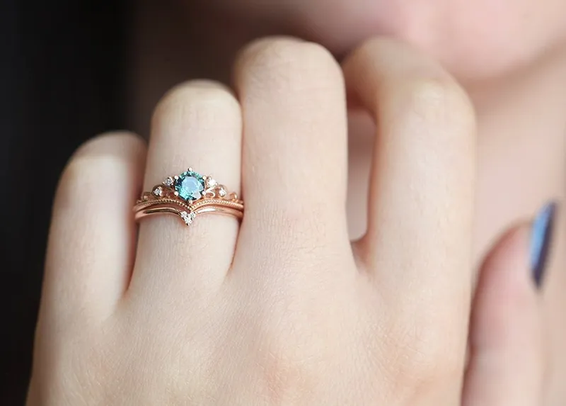Curved Wedding Band With Tiny Diamonds view 4