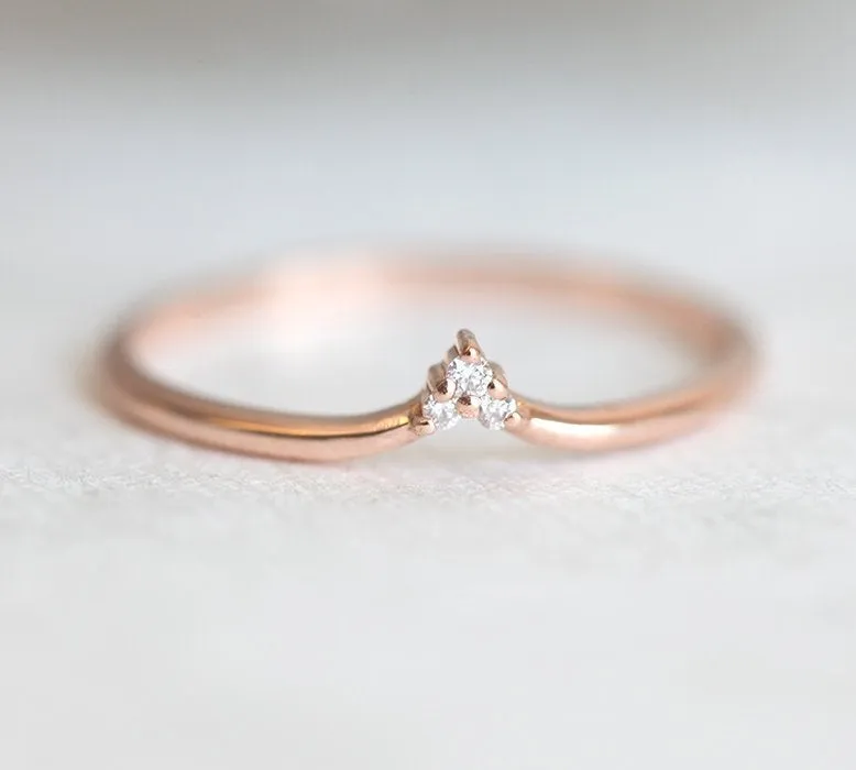 Curved Wedding Band With Tiny Diamonds view 5