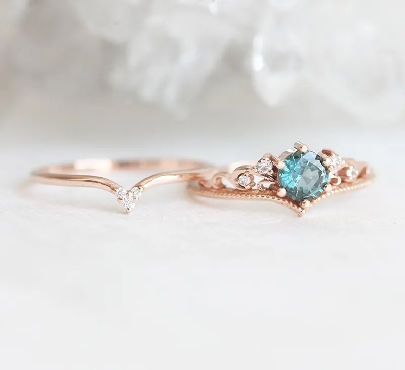Curved Wedding Band With Tiny Diamonds view 7