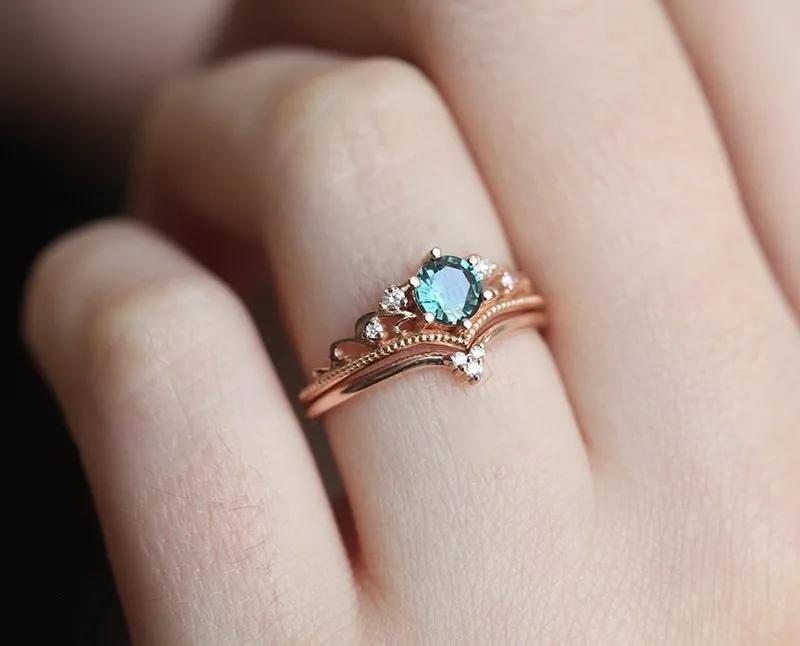 Curved Wedding Band With Tiny Diamonds view 8