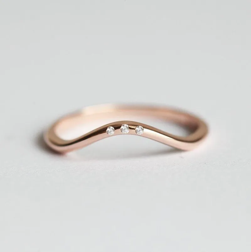 Curved Flush Diamond Nesting Band vy 2