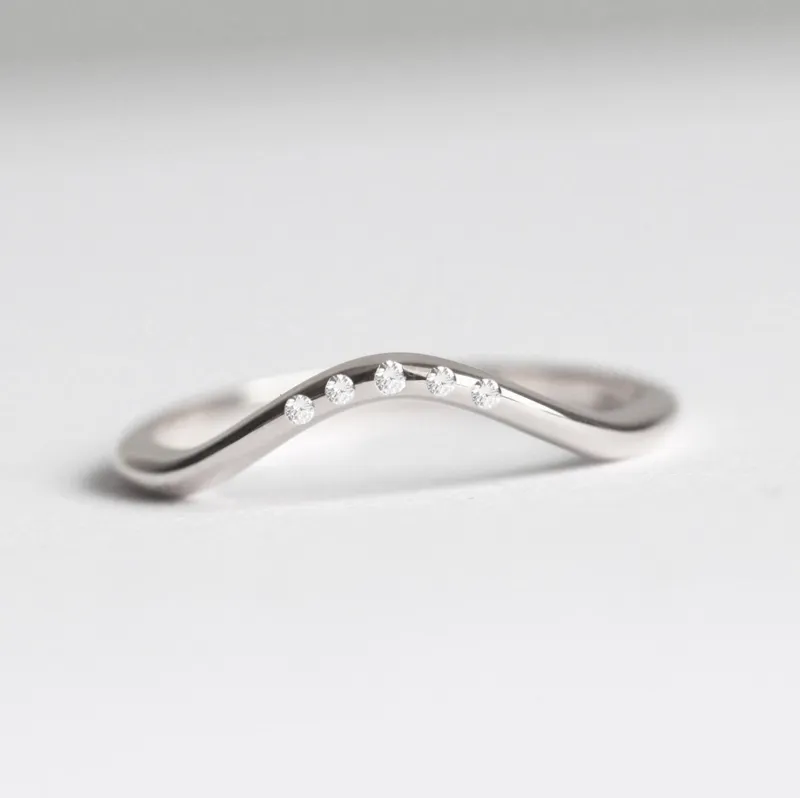 Curved Flush Diamond Nesting Band vy 6
