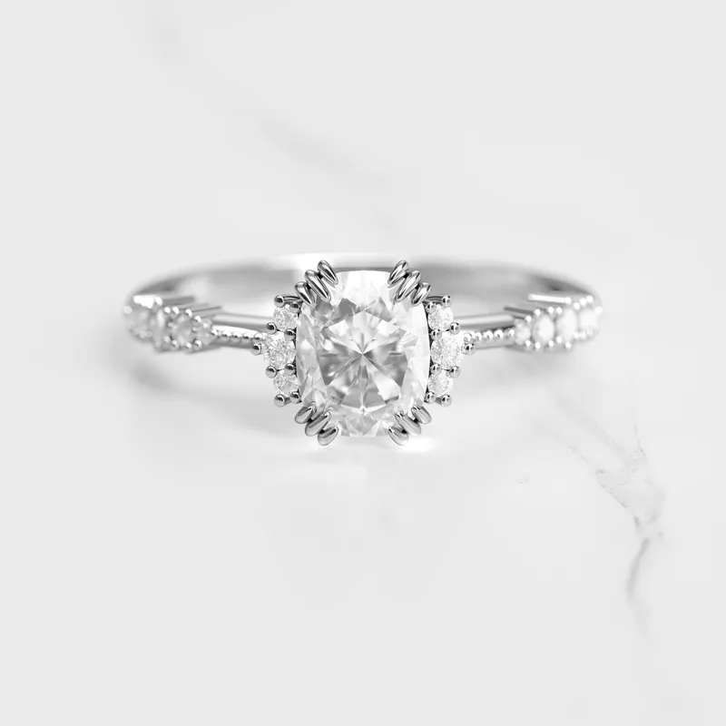 CUSHION CLUSTER DIAMOND RING view 6
