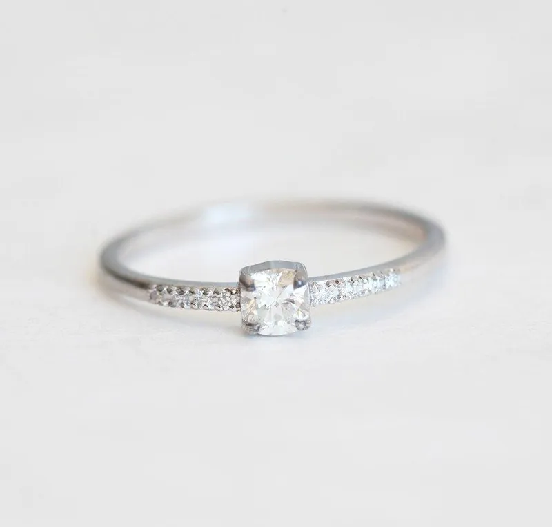 CUSHION DIAMOND RING, SIMPLE DIAMOND ENGAGEMENT RING view 2