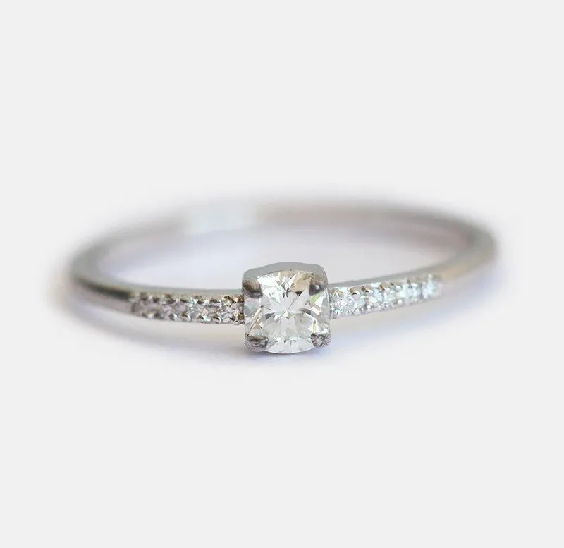 CUSHION DIAMOND RING, SIMPLE DIAMOND ENGAGEMENT RING view 3