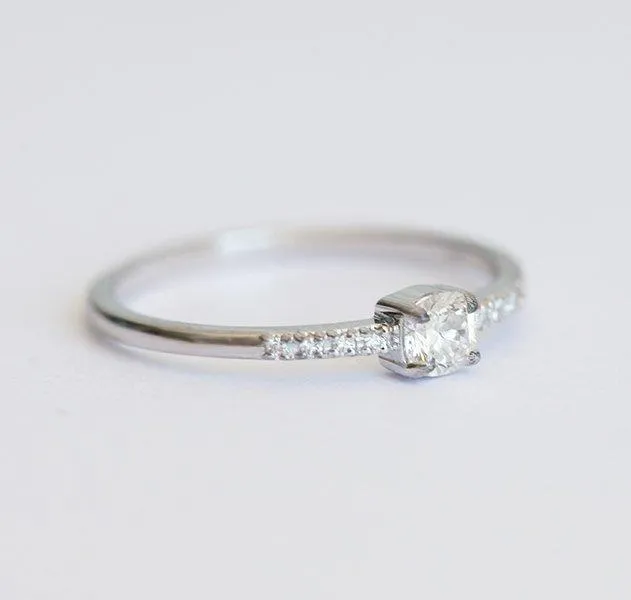 CUSHION DIAMOND RING, SIMPLE DIAMOND ENGAGEMENT RING view 4
