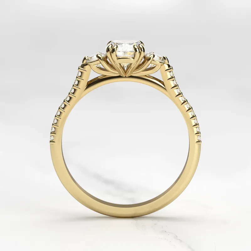 CUSHION HALF PAVE DIAMOND RING WITH ACCENT STONES view 10