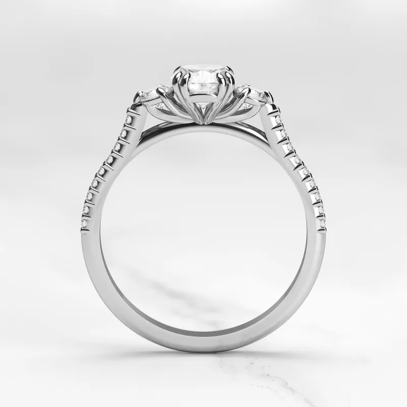 CUSHION HALF PAVE DIAMOND RING WITH ACCENT STONES view 12