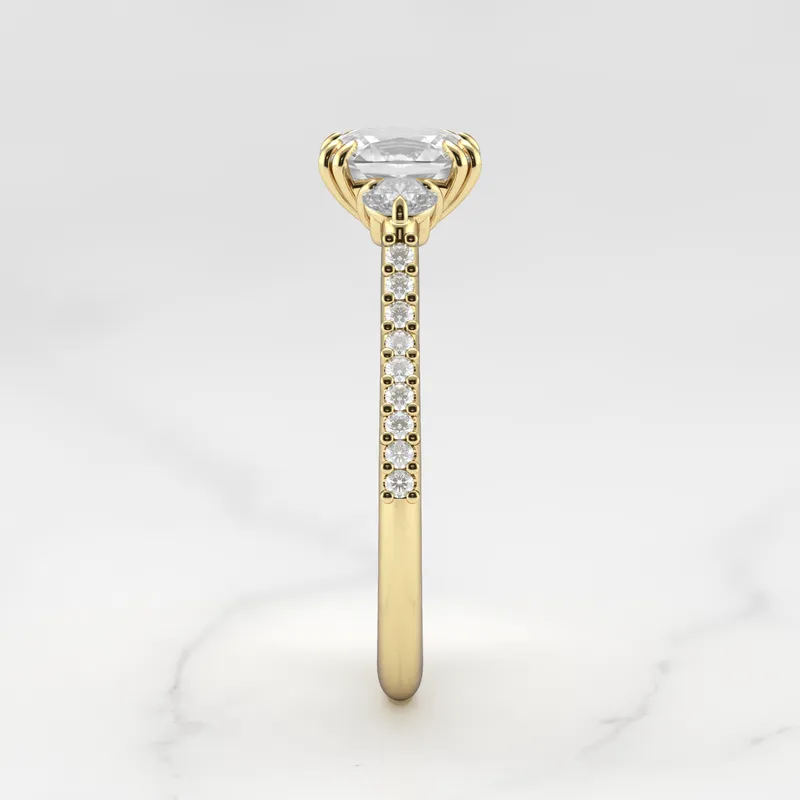 CUSHION HALF PAVE DIAMOND RING WITH ACCENT STONES view 7