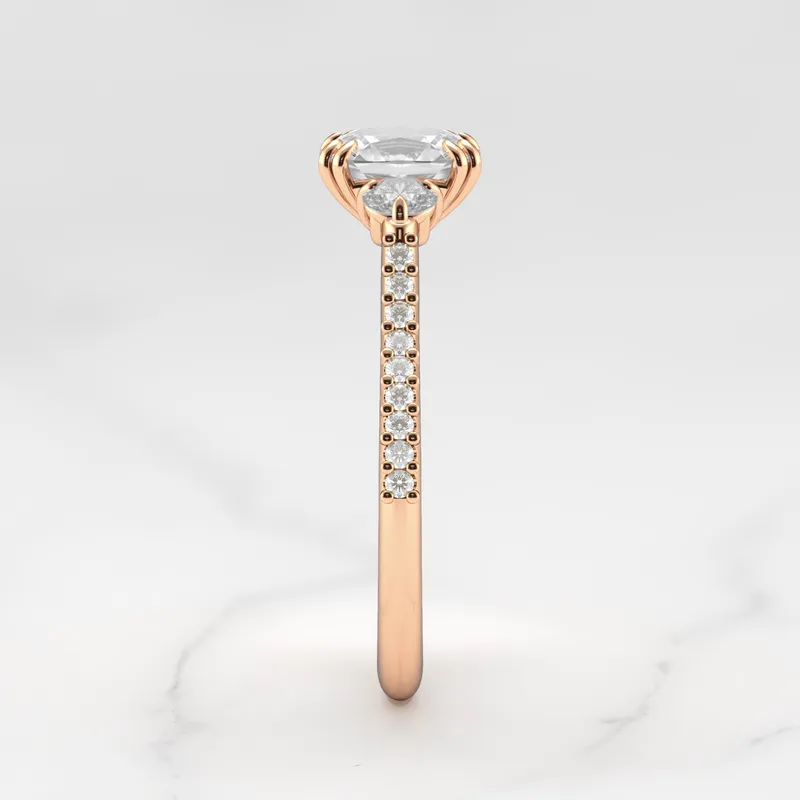 CUSHION HALF PAVE DIAMOND RING WITH ACCENT STONES view 8