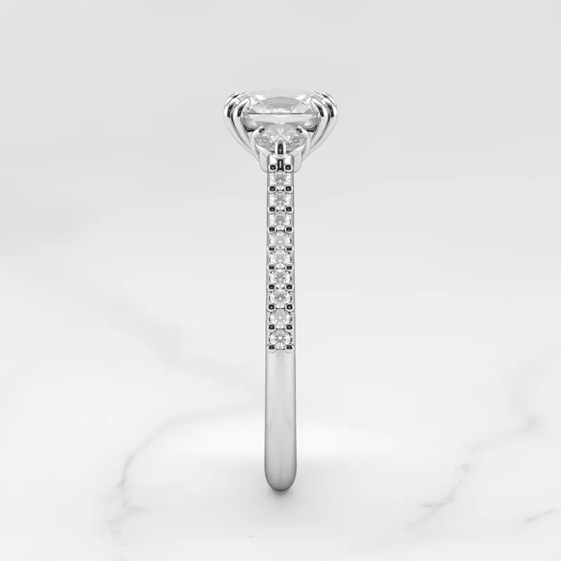 CUSHION HALF PAVE DIAMOND RING WITH ACCENT STONES view 9