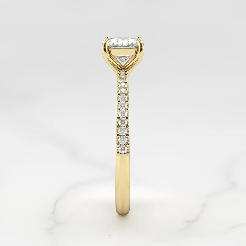CUSHION HALF PAVE TAPERED DIAMOND RING view 10