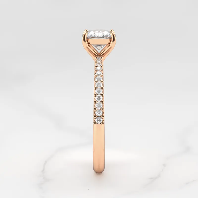 CUSHION HALF PAVE TAPERED DIAMOND RING view 11