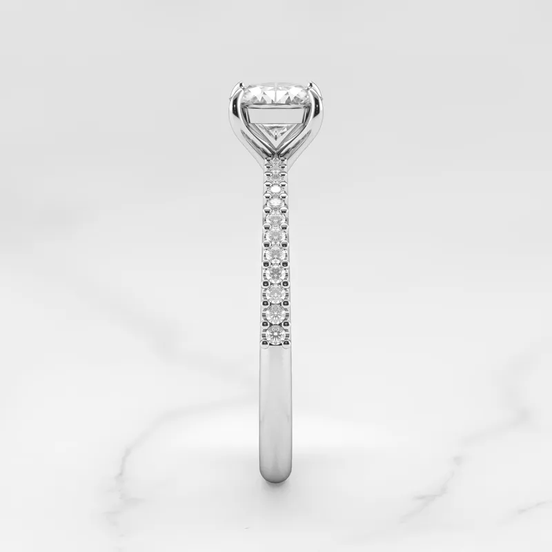 CUSHION HALF PAVE TAPERED DIAMOND RING view 12