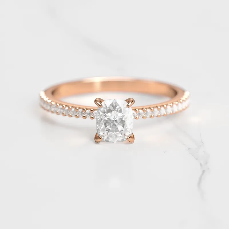 CUSHION HALF PAVE TAPERED DIAMOND RING view 5
