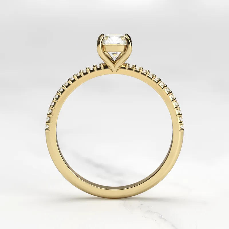 CUSHION HALF PAVE TAPERED DIAMOND RING view 7