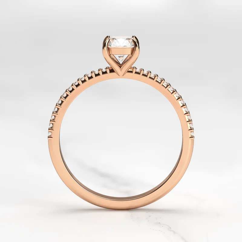 CUSHION HALF PAVE TAPERED DIAMOND RING view 8