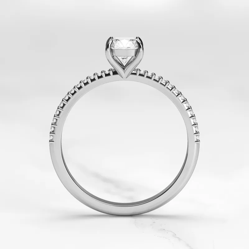 CUSHION HALF PAVE TAPERED DIAMOND RING view 9