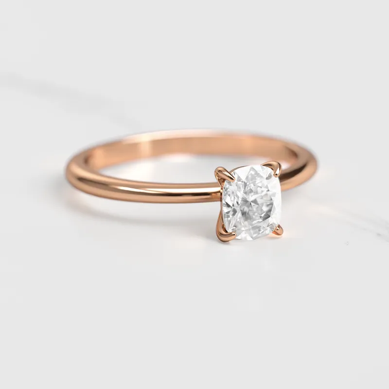 Cushion Tapered Solitaire Diamond Ring vy 2