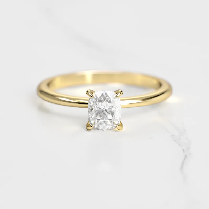 Cushion Tapered Solitaire Diamond Ring vy 4