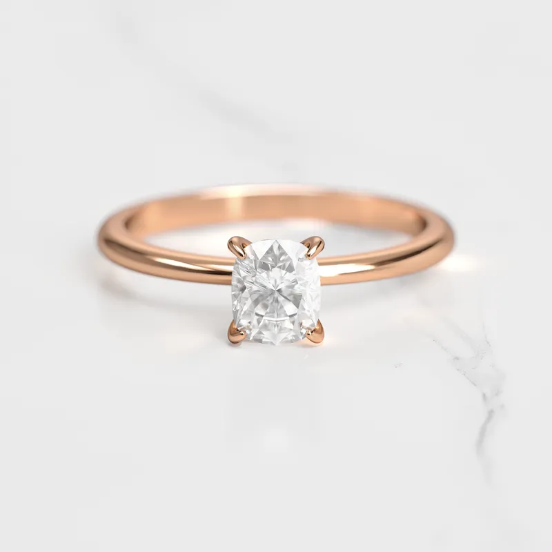 Cushion Tapered Solitaire Diamond Ring vy 5