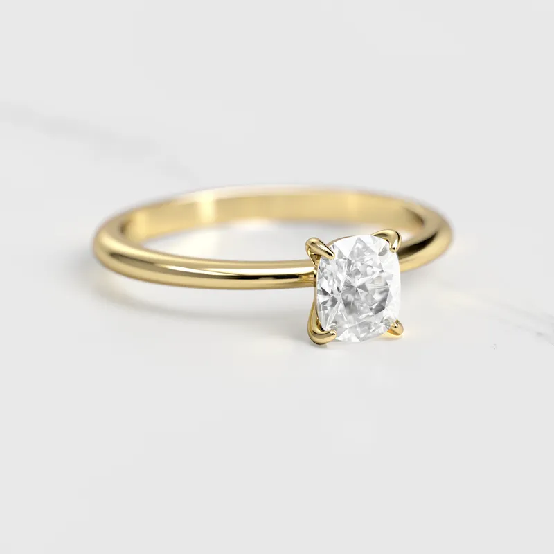 Cushion Tapered Solitaire Diamond Ring diamond cushion cut engagement ring