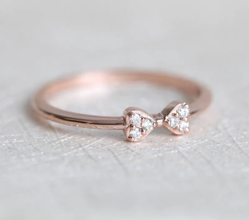 Cute And Dainty Bow Tie Diamond Ring vy 2