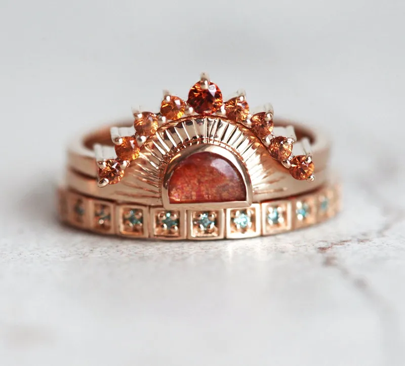 Cyra Sunstone Ring With Matching Bands view 10