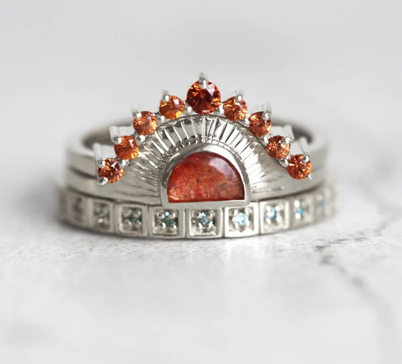 Cyra Sunstone Ring With Matching Bands view 11