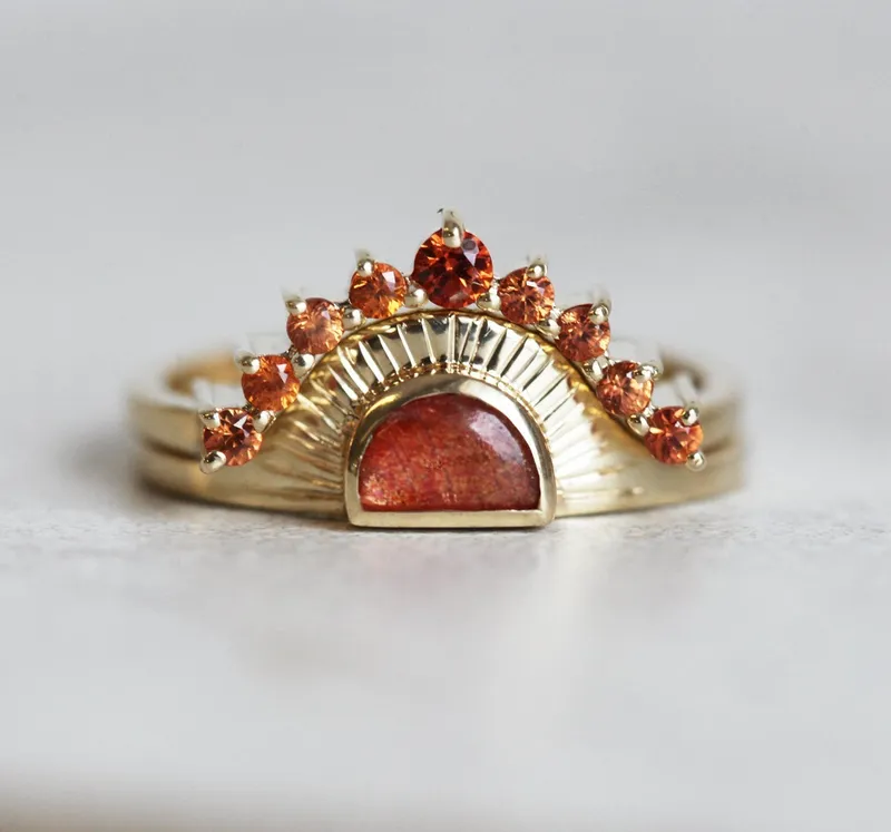 Cyra Sunstone Ring With Matching Bands view 4