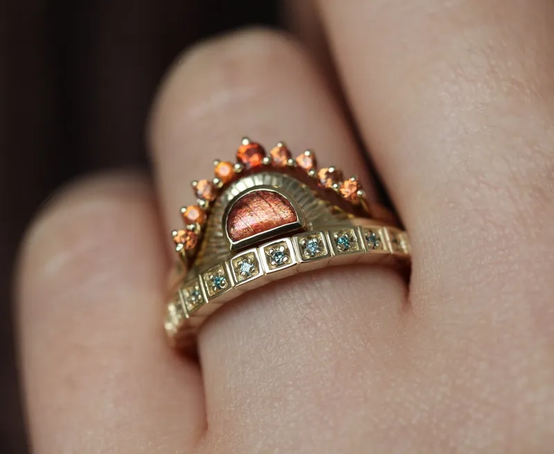 Cyra Sunstone Ring With Matching Bands view 6
