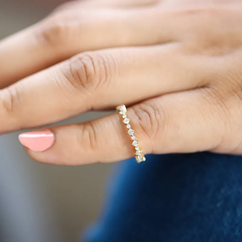 Diamond Eternity Ring, Half Eternity Diamond Band Rose Gold view 5