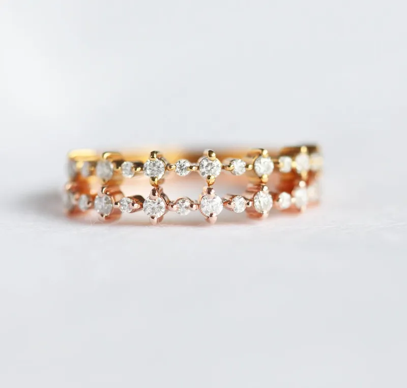Diamond Eternity Ring, Half Eternity Diamond Band Rose Gold view 6