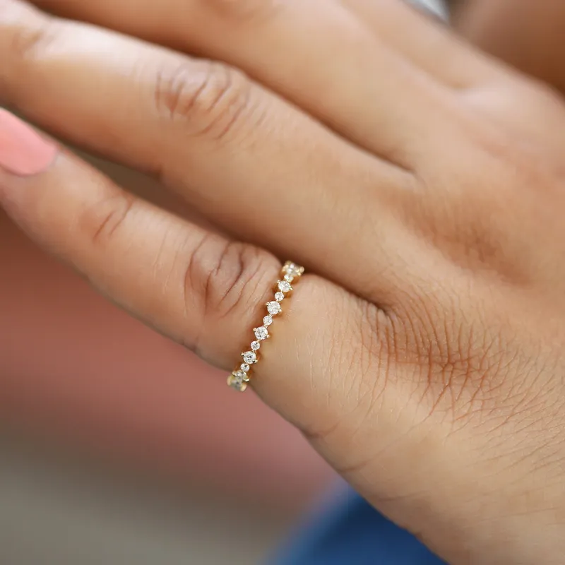Diamond Eternity Ring, Half Eternity Diamond Band Rose Gold view 7