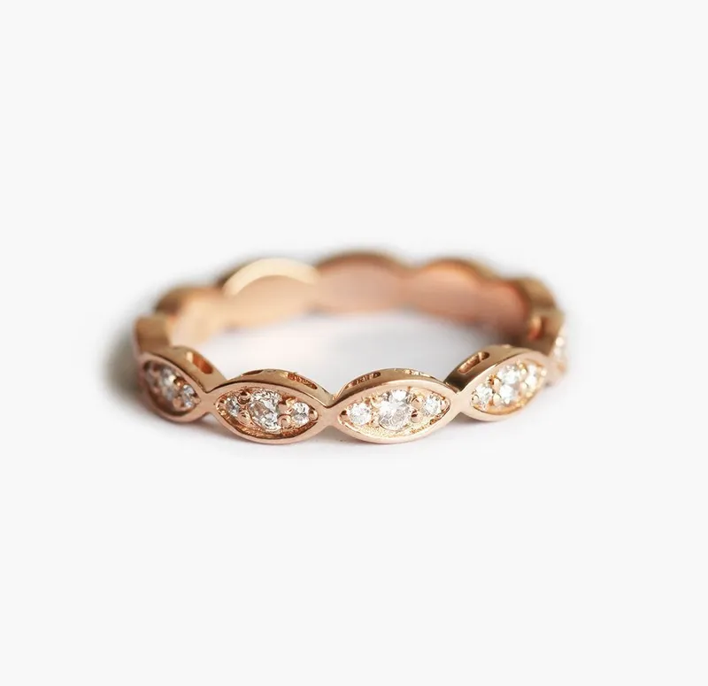 DIAMOND RING, 14K ROSE GOLD RING round cut engagement ring