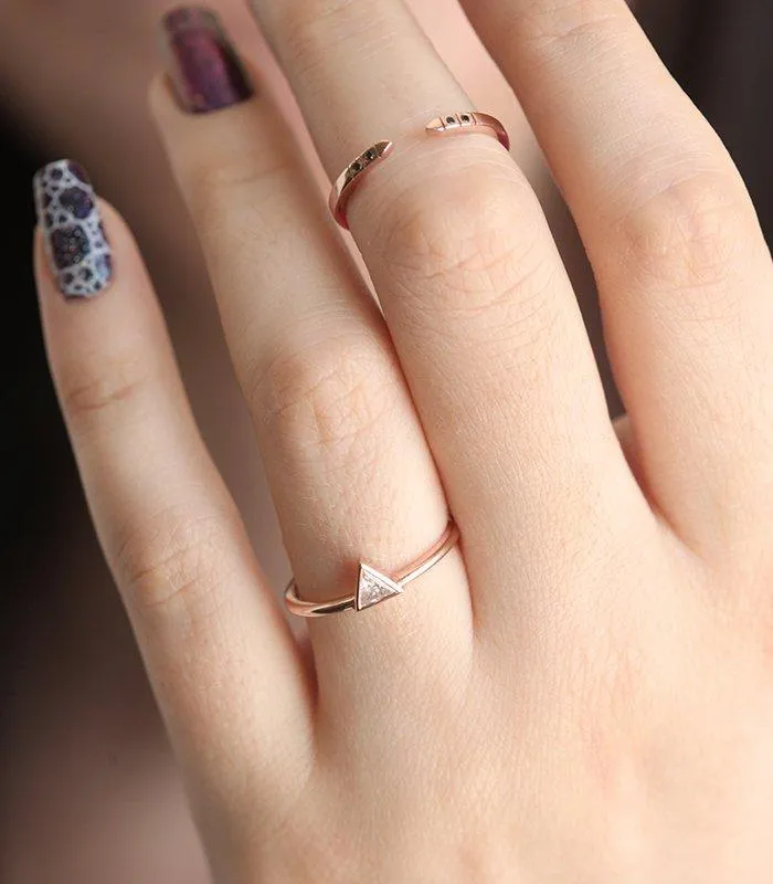 Diamond Ring Set, Rose Gold Engagement Ring Set vy 2