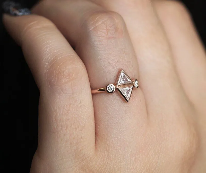 Diamond Trillion Ring, Trillion Engagement Ring view 3