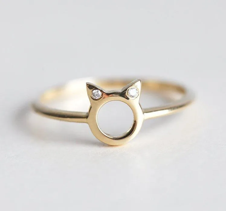 DAINTY CAT EARS DIAMOND STATEMENT RING vy 3
