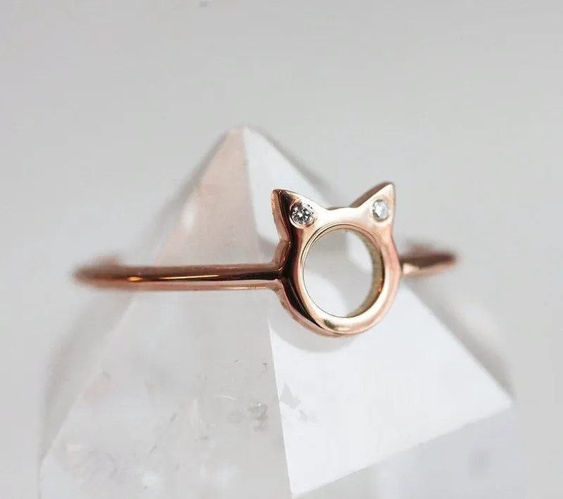DAINTY CAT EARS DIAMOND STATEMENT RING vy 6