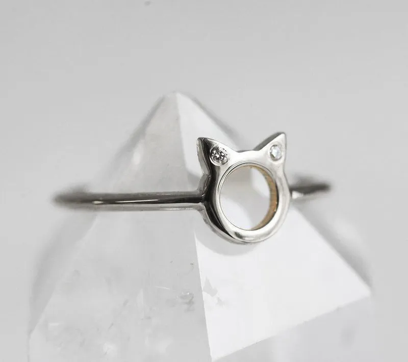 DAINTY CAT EARS DIAMOND STATEMENT RING vy 7