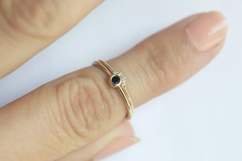 Dainty Sapphire Ring Set With Prong Diamond Crown view 4