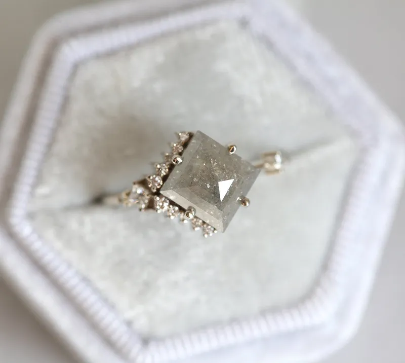 DAKOTA PRINCESS SALT AND PEPPER DIAMOND RING view 10