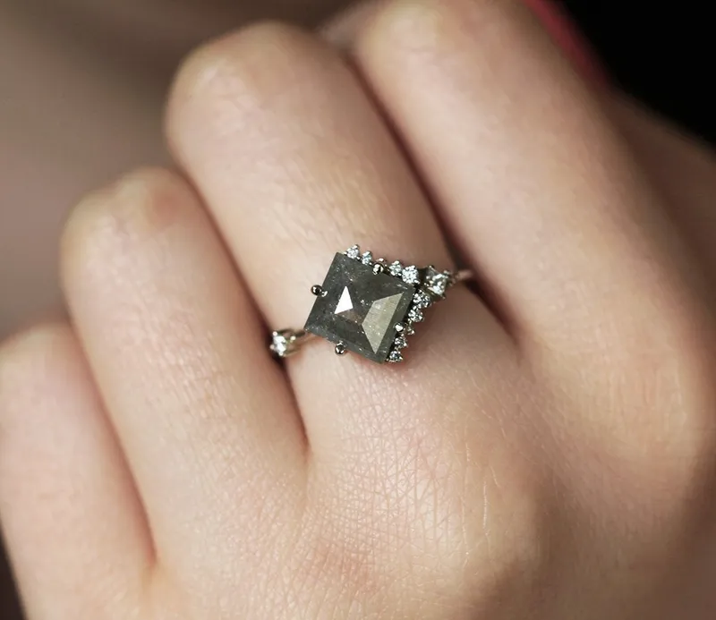 DAKOTA PRINCESS SALT AND PEPPER DIAMOND RING view 3