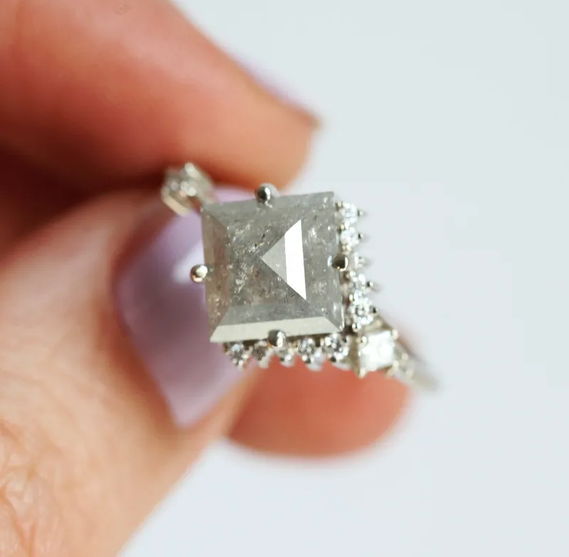 DAKOTA PRINCESS SALT AND PEPPER DIAMOND RING view 8