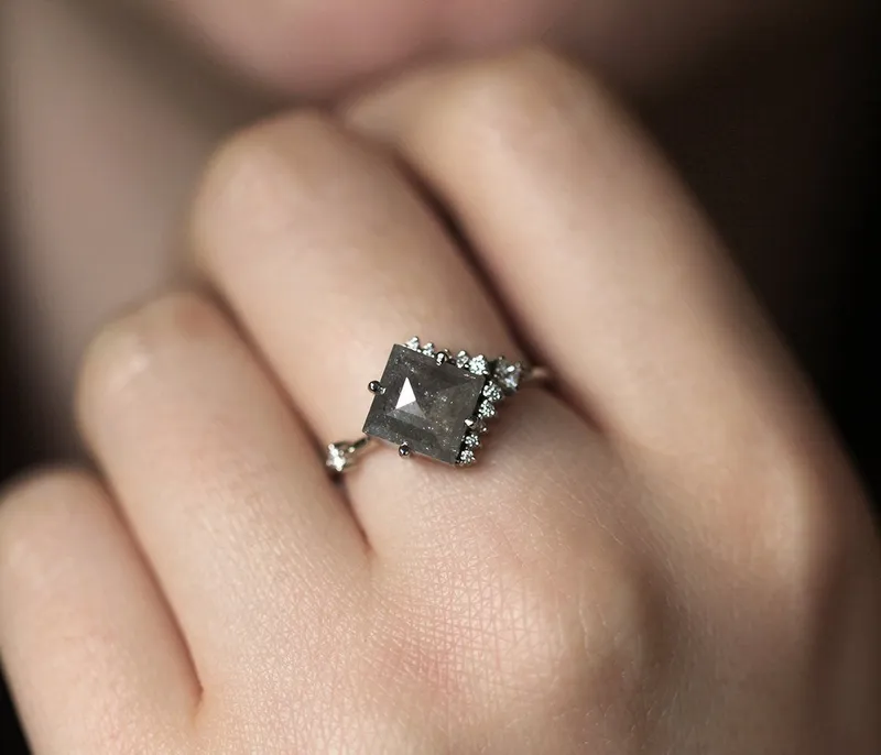 DAKOTA PRINCESS SALT AND PEPPER DIAMOND RING view 9