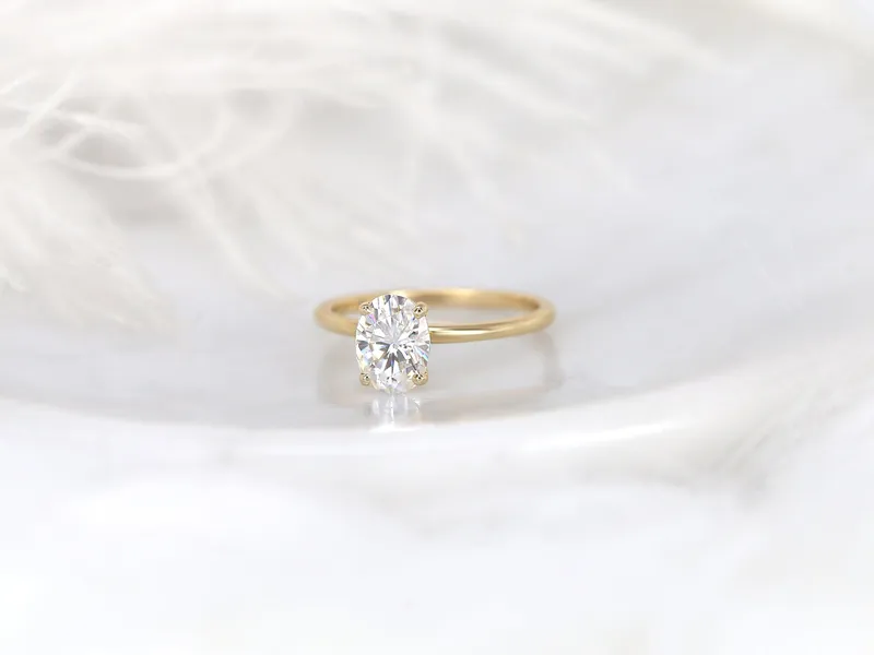 1.50ct Dakota 8x6mm 14kt Gold Moissanite Minimalist Oval Solitaire Ring vy 6
