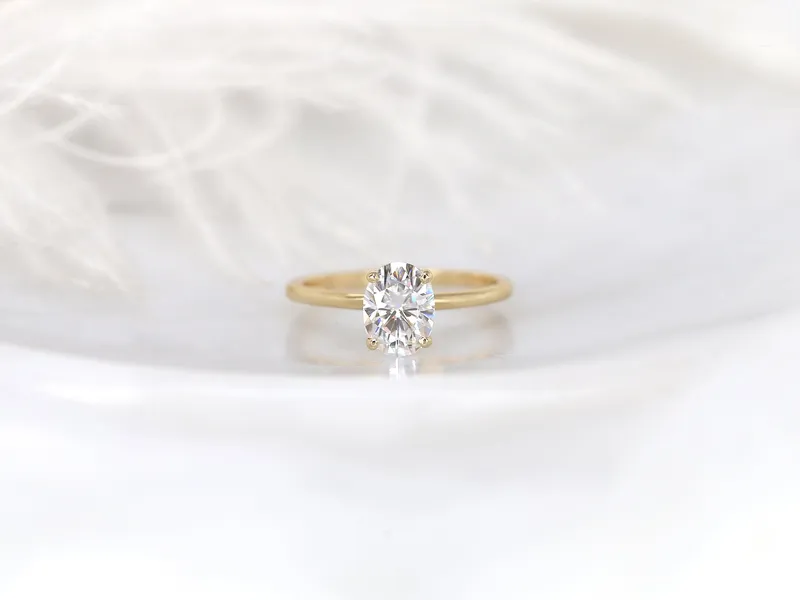 1.50ct Dakota 8x6mm 14kt Gold Moissanite Minimalist Oval Solitaire Ring vy 7